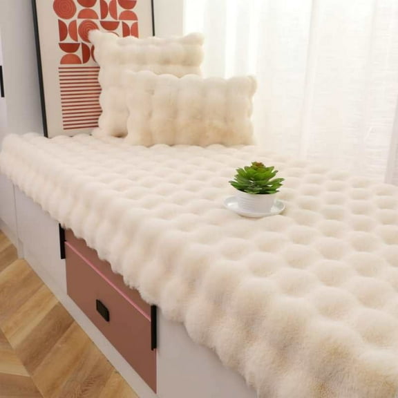 Nvzi-a Solid Color Plush Table Runner,Faux Sheepskin Decorative Shaggy Dresser Scarf,Not-Slip Desk Pad,Luxury False Fur Dresser Tablecloth-Mi Bai 70x150cm(27.56x59.06inch)