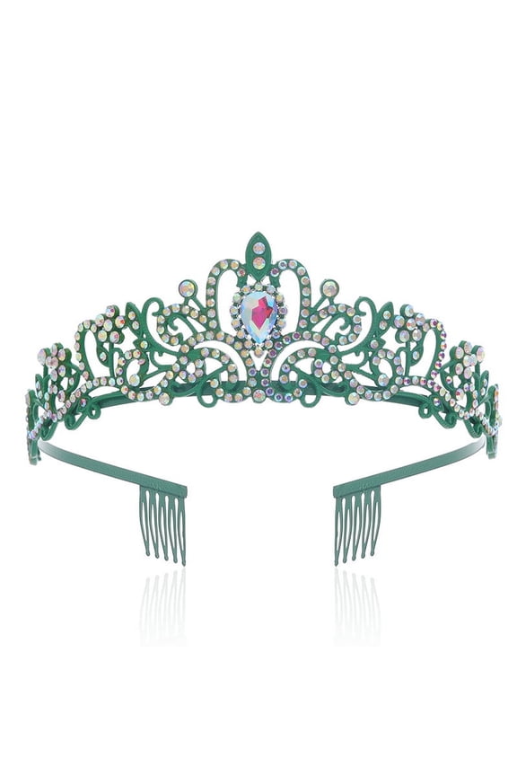 Sparkling Crystal Princess Tiaras for Women Girl Crown Queen Headband Fashion Headpiece for Wedding Bride Bridal Prom Party Costume Hair Accessories Valentines Mothers Day Gifts,Green B