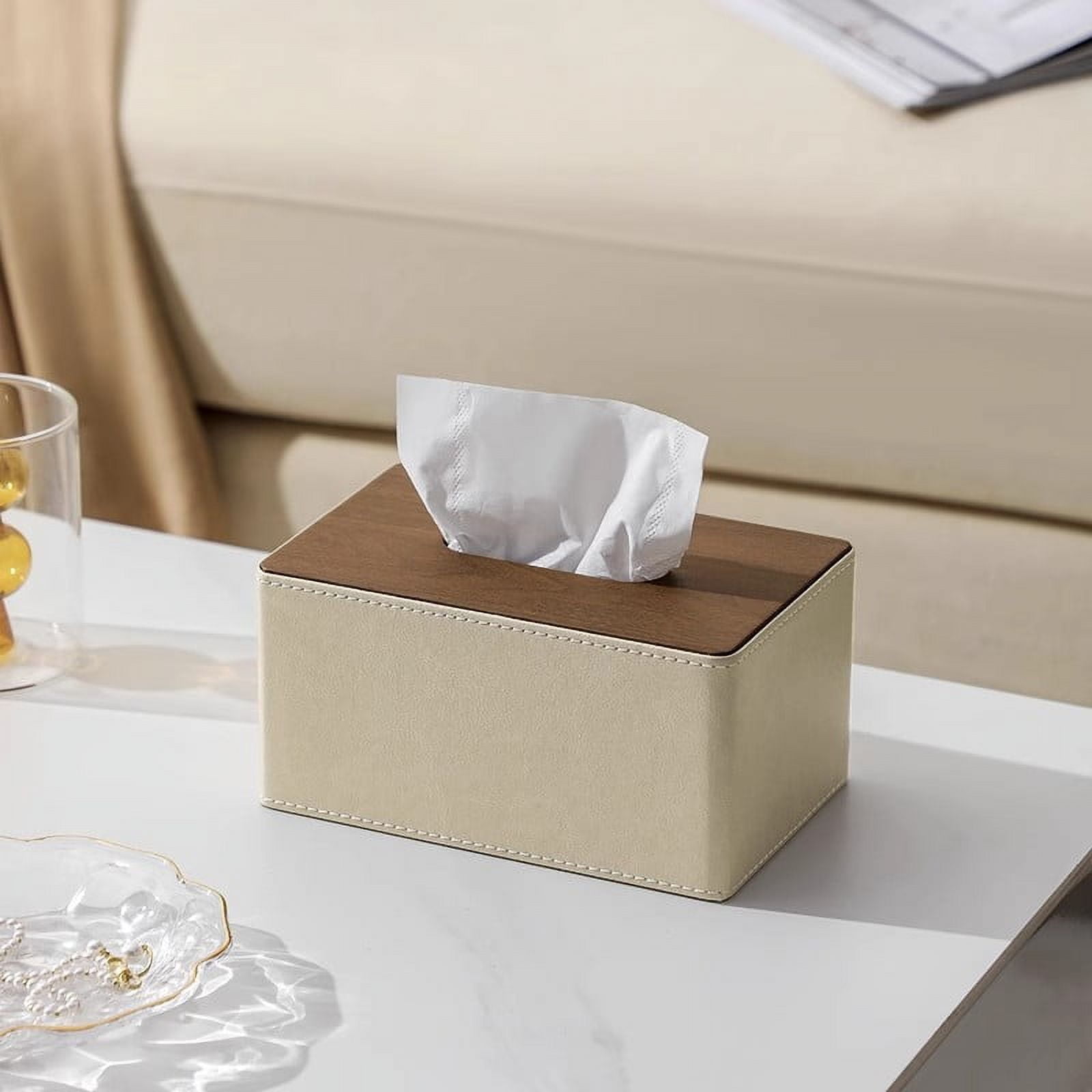 Nvzi-a Tissue Box Cover, Leather Tissue Box Holder, Rectangular Tissue ...