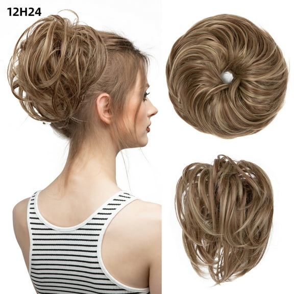 Nvzi-a Tousled Updo Messy Hair Bun,Clip in Hair Chignon with Side Comb Natural Adjustable Versatile Synthetic Hair Scrunchies for Women GirlsMedium Auburn