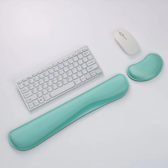 Nvzi-a Upgrade Enlarge Silky and Superfine Fabric Gel Memory Foam Keyboard Wrist Rest Set, Ergonomic Keyboard Mouse Wrist Support for Typing Pain Relief, Comfort for Office, Computer, Light Green