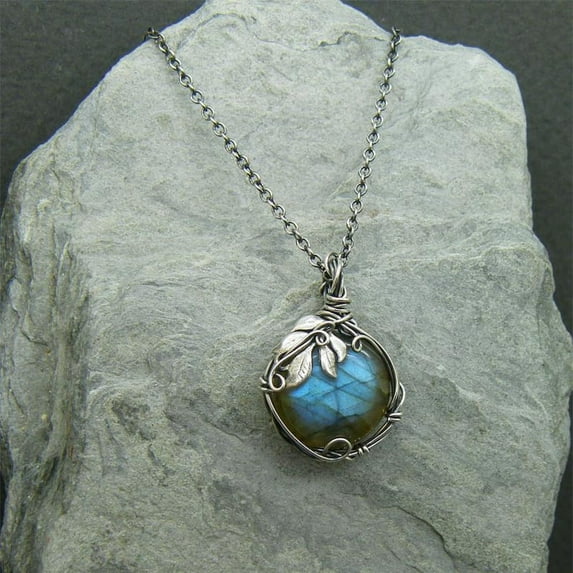 Nvzi-a Vintage Necklace Fashion Jewelry Sweater Chain Necklace Handmade Jewelry for Women (Blue)