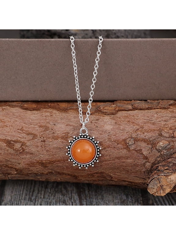 Nvzi-a Vintage Necklace Fashion Jewelry Sweater Chain Necklace Handmade Jewelry for Women (Orange)