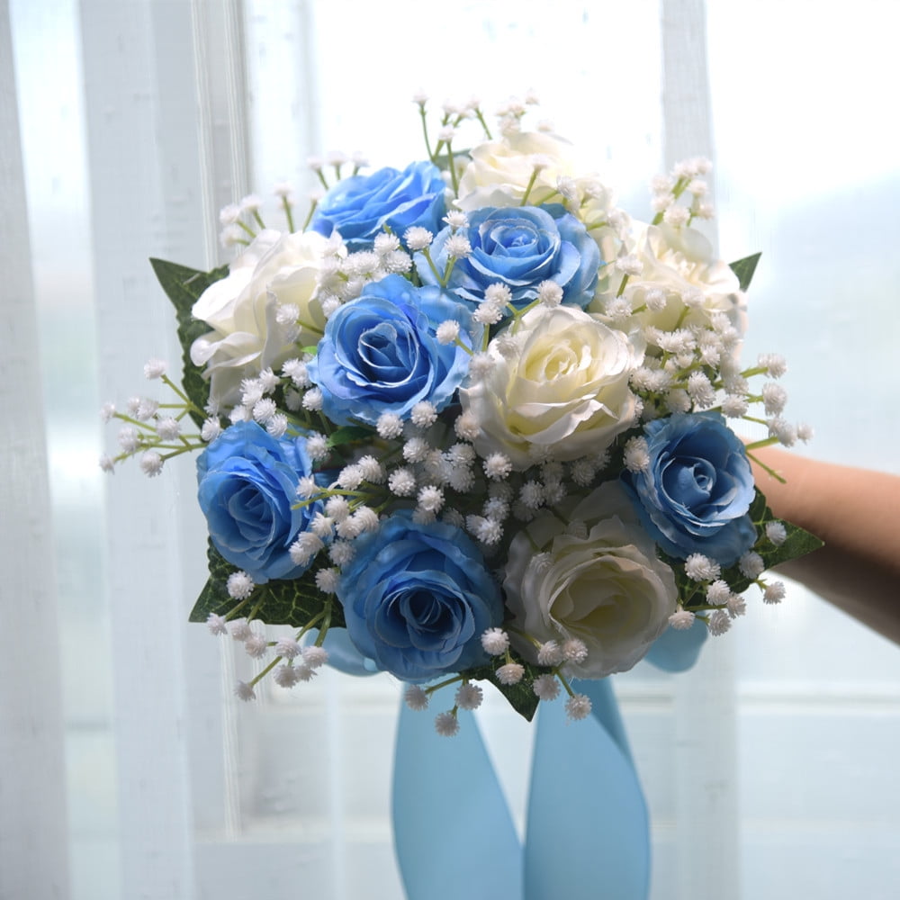 Nvzi-a Wedding Bouquets for Bride - Bridal Bouquets for Bride - Blue Silk  Champagne Rose Artificial Flowers for Wedding, Church Home, Proposal,  Decortion Prop - Walmart.com, image size:1000x1000