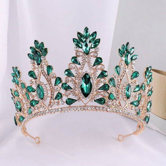 Nvzi-a Wedding Tiara for Bride Princess Tiara Headband Bridal Crown,Crystal Rhinestone Hair Jewelry Decor for Queen Girl Bride Birthday Prom Wedding Pageant Halloween Costume Party(Green)