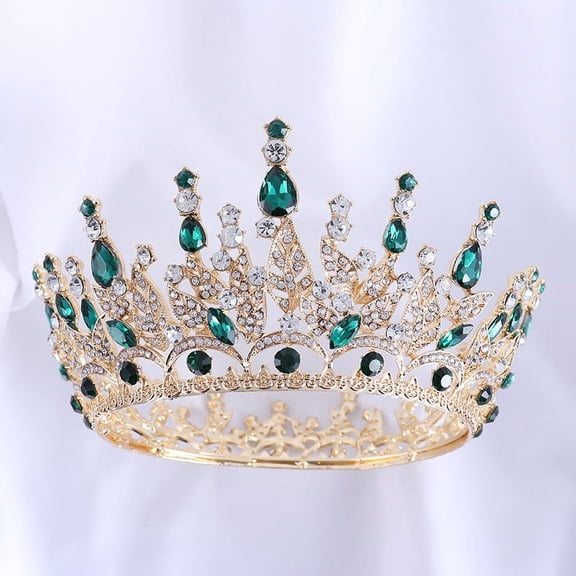 Nvzi-a Wedding Tiara for Bride Princess Tiara Headband Bridal Crown,Crystal Rhinestone Hair Jewelry Decor for Queen Girl Bride Birthday Prom Wedding Pageant Halloween Costume Party(Green)
