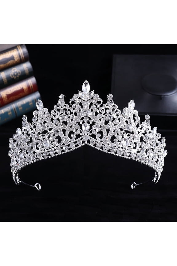 Wedding Tiara for Bride Princess Tiara Headband Bridal Crown,Crystal Rhinestone Hair Jewelry Decor for Queen Girl Bride Birthday Prom Wedding Pageant Halloween Costume Party(White)
