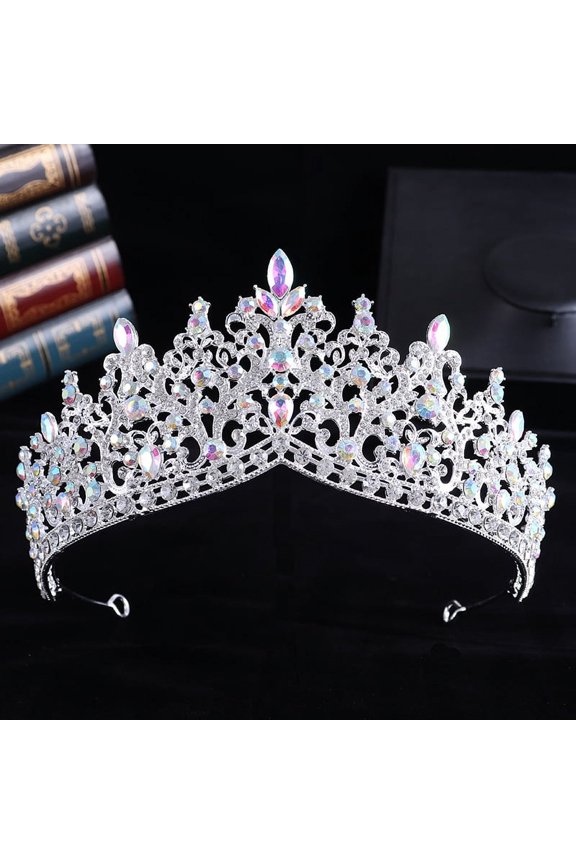 Wedding Tiara for Bride Princess Tiara Headband Bridal Crown,Crystal Rhinestone Hair Jewelry Decor for Queen Girl Bride Birthday Prom Wedding Pageant Halloween Costume Party(AB)