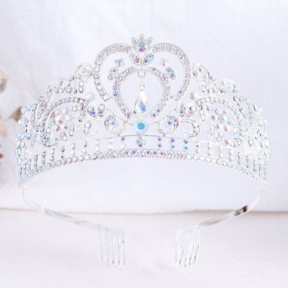 Nvzi-a Wedding Tiara for Bride Princess Tiara Headband Bridal Crown,Crystal Rhinestone Hair Jewelry Decor for Queen Girl Bride Birthday Prom Wedding Pageant Halloween Costume Party(AB)