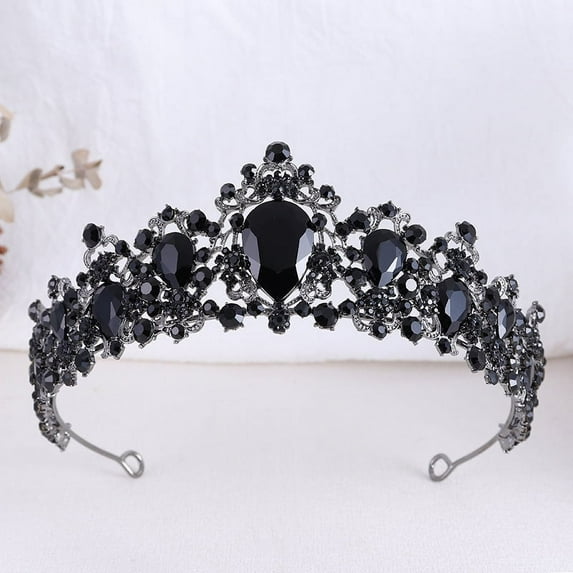 Nvzi-a Wedding Tiara for Bride Princess Tiara Headband Bridal Crown,Crystal Rhinestone Hair Jewelry Decor for Queen Girl Bride Birthday Prom Wedding Pageant Halloween Costume Party(Black)