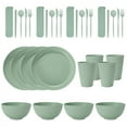 thumbnail image 1 of Nvzi-a Wheat Straw Dinnerware Sets, 32-Piece Plates and Bowls Sets, Cutlery, Microwave Safe Unbreakable Dinnerware for Parties, Picnic, College Dorm, Camping Light Green, 1 of 2