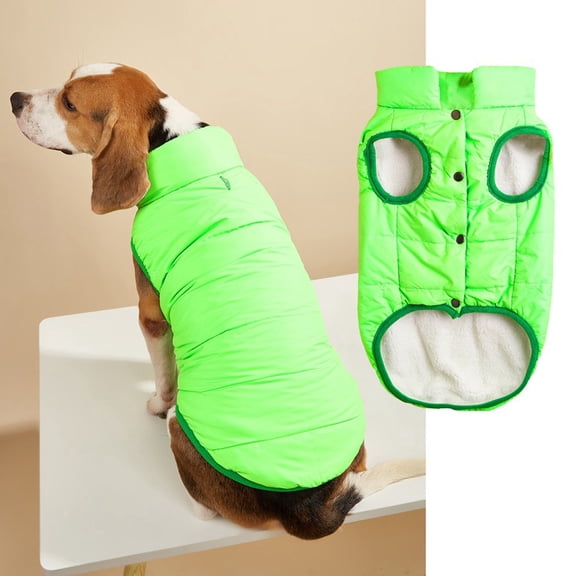 Nvzi-a Windproof Dog Winter Jacket Dog Coat Warm Dog Vest Cold Weather Pet Apparel with 2 Layers Fleece Lined for Small Medium Large Dogs (L, Green)