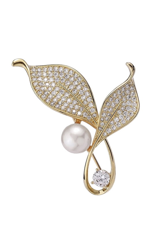 Women pearl Crystal Big Safety Pin Jewelry Brooch Knit Scarf Lapel or Collar Brooch Pin Gold