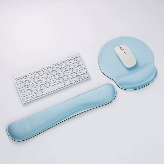 Nvzi-a Wrist Rest and Mouse Pad with Wrist Support, Memory Foam Wrist Rests for Keyboard and Mouse Set, Ergonomic Wrist Pad with Non Slip Base for Easy Typing and Pain Relief, (Light Blue)