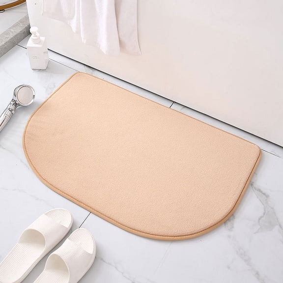Nvzi-a absorbent ultra-fine fiber bath mat, non slip plush bath blanket, dry cleaning, bathroom floor bath mat, memory sponge (semi circular light brown)