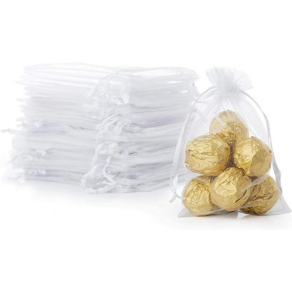 Nvzi-a bag 4x6 inches, 100 pieces white drawstring gift bag, mesh jewelry bag, wedding specific candy jewelry party, Valentine's Day small gift packaging, shower soap makeup bag