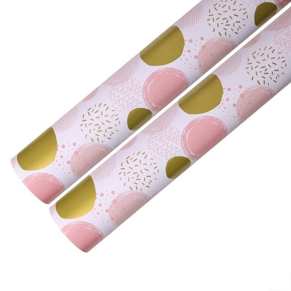 Nvzi-a flowers, gifts, gift box packaging paper, pink glossy gold printed packaging paper, (pink circle)