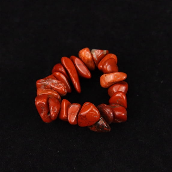 Nvzi-a natural handmade ring, suitable for men and women to wear, hand worn irregular natural stone elastic ring (red)