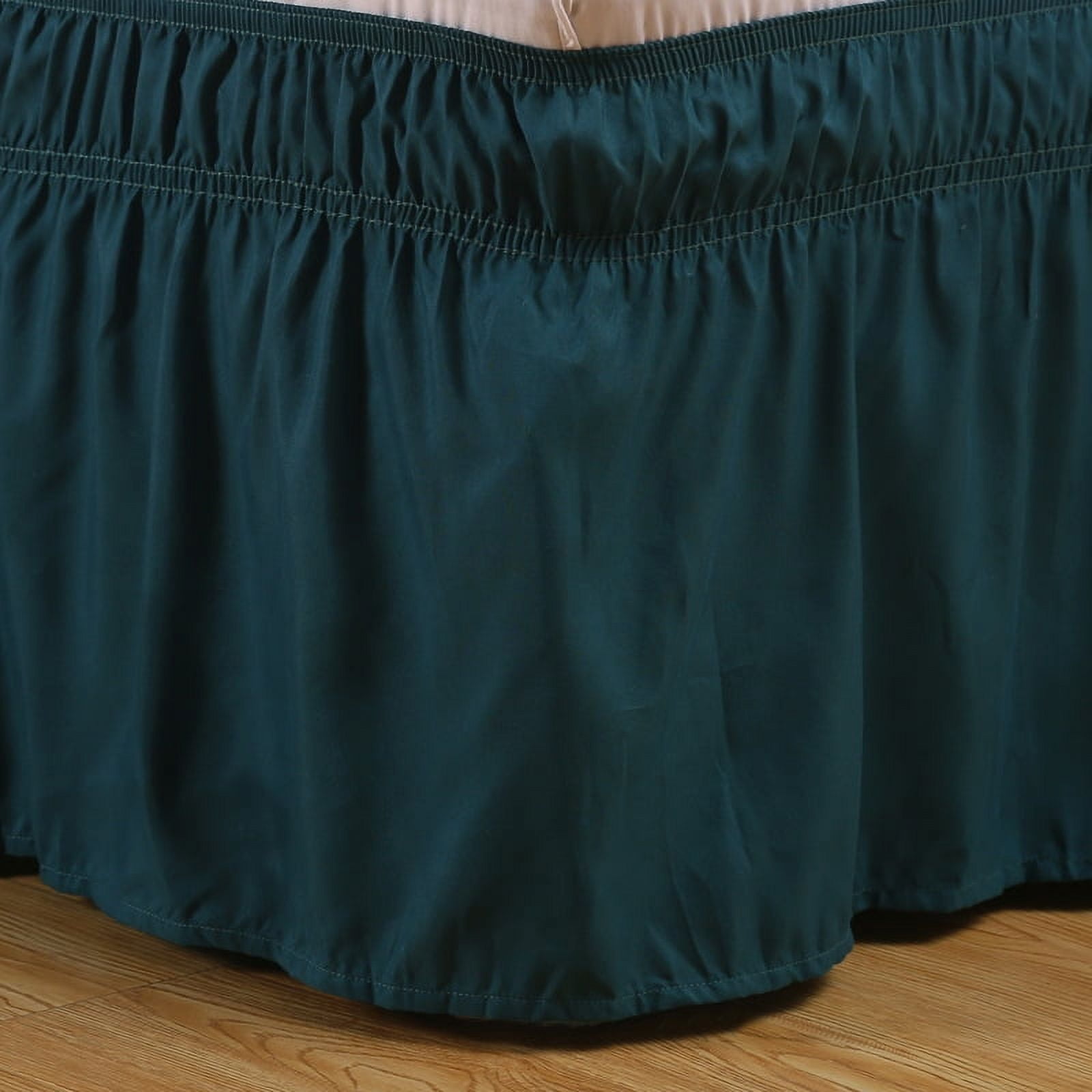 Nvzi adjustable elastic bed skirt 1 piece, Dark Green machine washable elastic dustproof bed skirt, easy to install, soft bed skirt for bedroom bed decoration, King 78*80+15inch