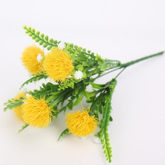 Xiao Hua artificial dandelion plant decoration, fake plastic flowers and plants indoor and outdoor garden, wedding party table decoration arrangement, planting filling material 4-piece set (yellow)