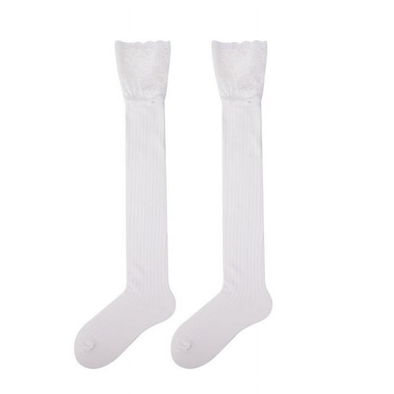 Nvzi -b 1 Pairs Over Knee Socks Knee-High Socks High Thigh Boot Stockings Women Knee Highs Socks for Girl Cosplay, Daily Wear,White