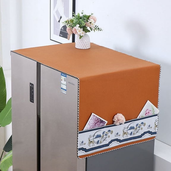 Nvzi -b 1 piece double door refrigerator dust cover single door cover cloth washing machine microwave oven oil proof waterproof dust cover 170 * 60cm (orange)