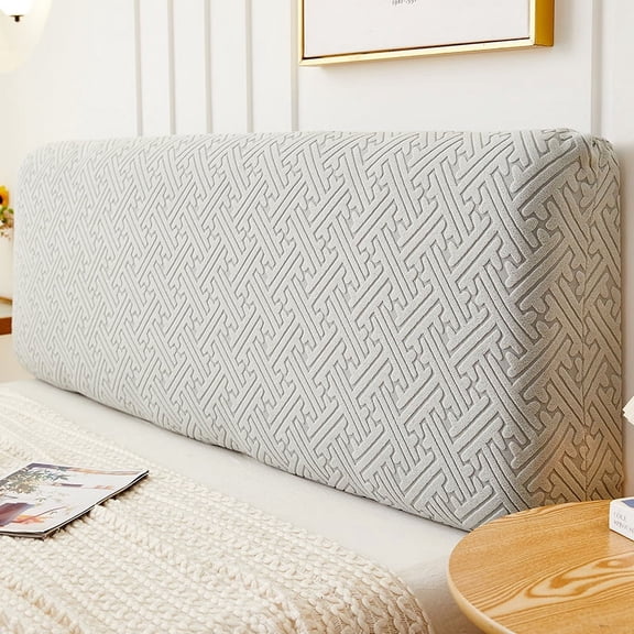 Nvzi -b 1 piece simple universal solid color plush headboard cover, fully wrapped headboard backrest cushion, dust cover, soft bag headboard cover, 1.5m long (light gray)