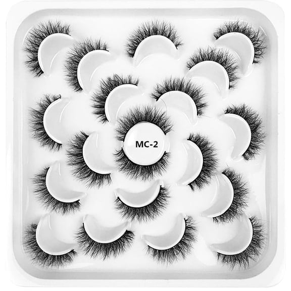 Nvzi -b 10 Pairs Wispy Faux Mink Lashes Fluffy Eye Lashes Natural Look 8D Volume Fake Eyelashes MC-2