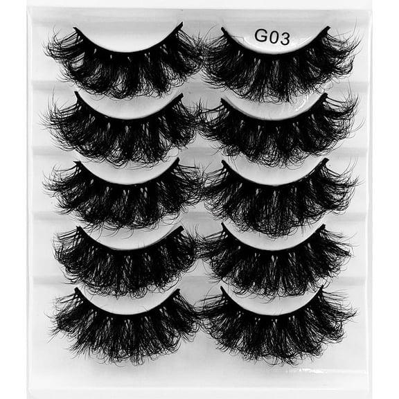 Nvzi -b 10 Pairs Wispy Mink Lashes Fluffy Eye Lashes Natural Look 8D Volume 22mm Fake Eyelashes，G03