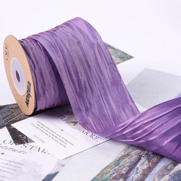 Nvzi -b 10 Yards Fabric Crinkled Ribbon,Silk-Like Wrinkled Ribbons,for Gift Wrapping Basket Wreaths Bows Making Home Event Decor Christmas Tree Top Bows,A17