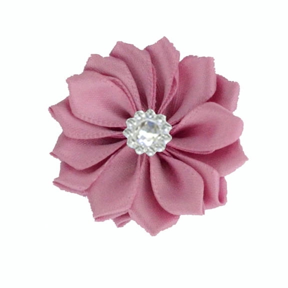 Nvzi -b 10PCS Satin Ribbon Flowers for Crafts Fabric Flowers Daisy Flowers with Rhinestones Satin Ribbon for Ornament Appliques DIY Wedding,Pink Purple