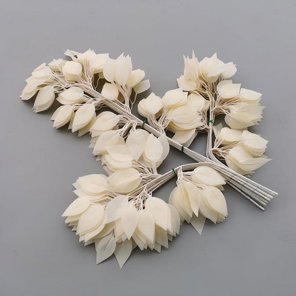 Nvzi -b 12PCS Artificial plants Leaves Realistic Non-Fading Decoration for Floral Arrangement Bouquets Party Wedding W029USl Home Decor(champagne,21.6in L)