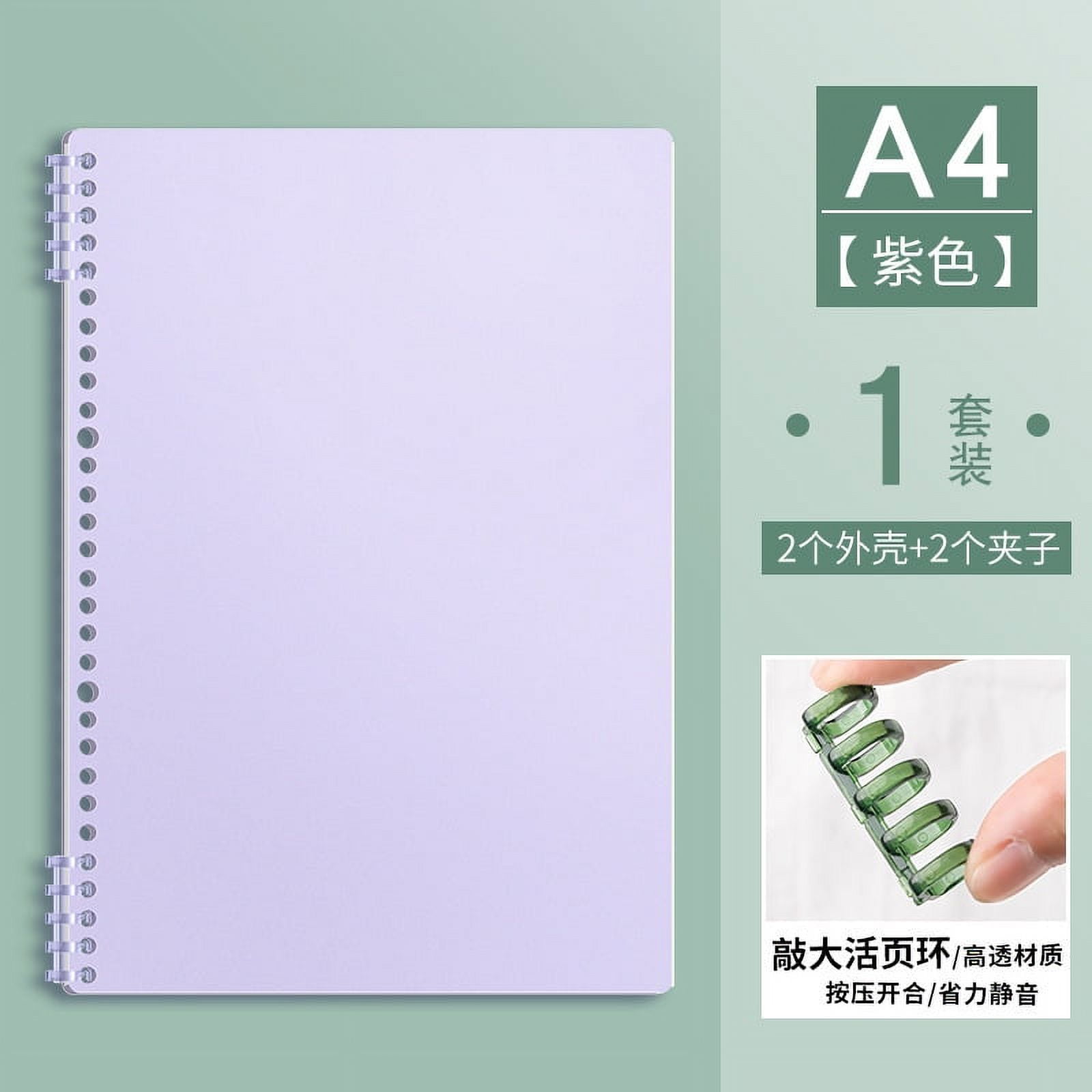 Nvzi -b 2 Packs A4 Plaid Spiral Notebook,Removable Thick Paper Hardcover Notebooks 120 Pages / 60 Sheets,for Note Taking Office Home Supplies，Purple