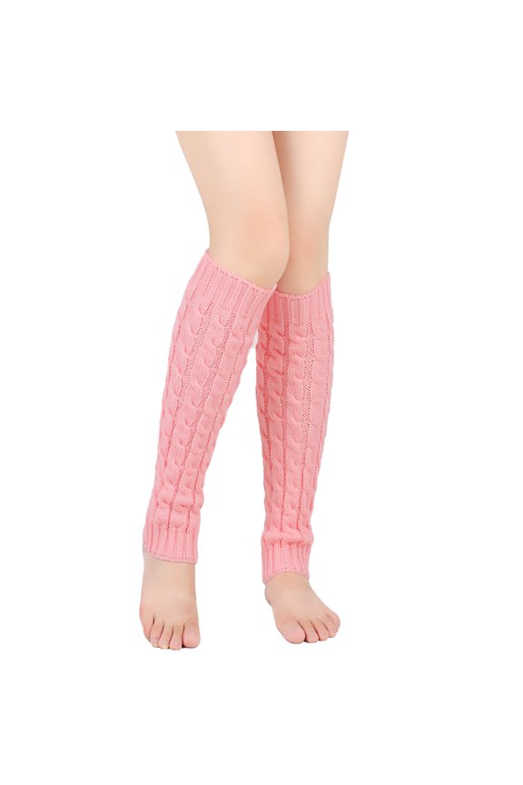 2 pairs of autumn and winter warm knitting wool socks 8-word Fried Dough Twists pile socks, suitable for girls and boys warm winter knitting warm socks (pink)