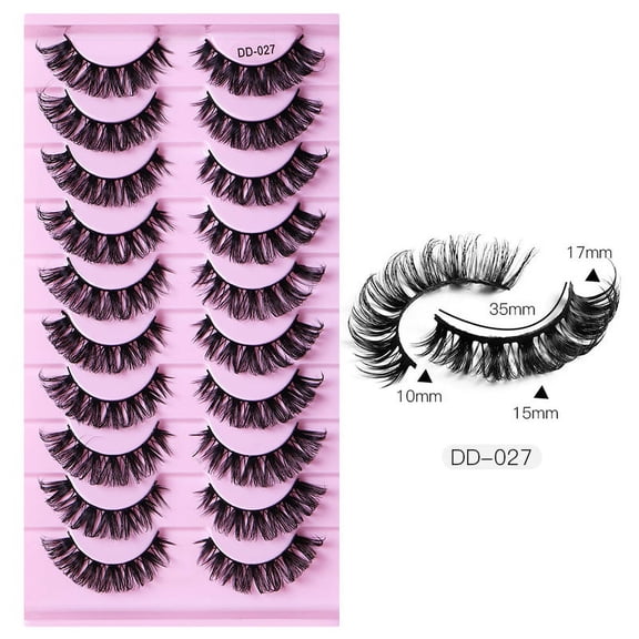Nvzi -b 20 Pairs Wispy Mink Lashes Fluffy Eye Lashes Natural Look Volume Fake EyelashesD-027