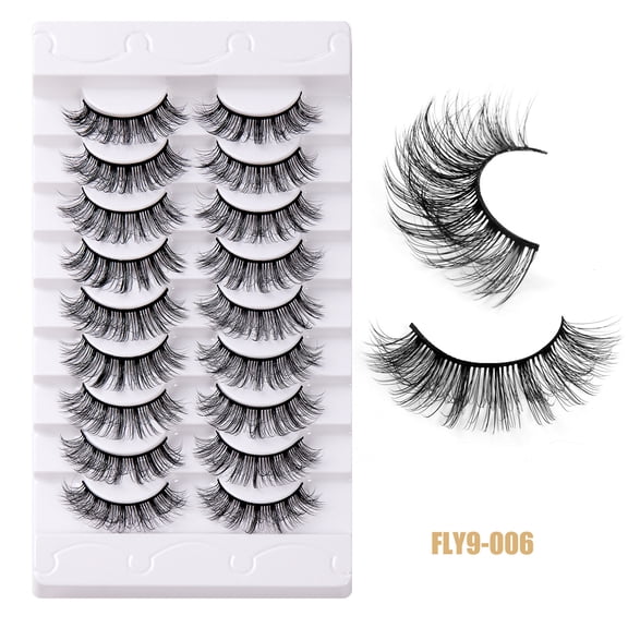 Nvzi -b 27 Pairs Wispy Mink Lashes Fluffy Eye Lashes Natural Look Volume Fake EyelashesFLY9-006