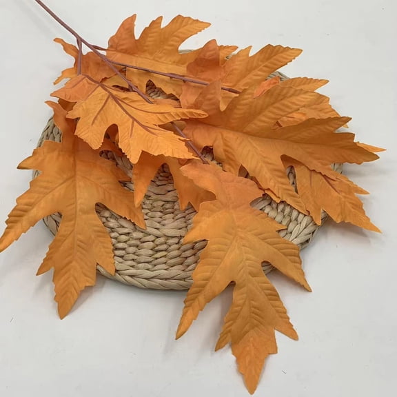 Nvzi -b 3PCS Artificial plants Leaves Realistic Non-Fading Decoration for Floral Arrangement Bouquets Party Wedding W029USl Home Decor(Deep Orange,31.5in L)
