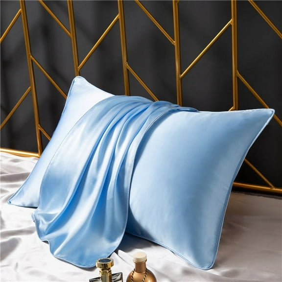 Nvzi -b 3Pcs Silk pillowcase 100% mulberry silk pillowcase Soft and skin-friendly, silky touch pillowcase, giving the skin a luxurious hug 18.9x29.13inch(blue）
