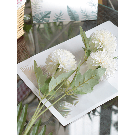 Nvzi -b 3pcs 3 headed Table Tennis Chrysanthemum Artificial Flowers, Fake flowers, Flores Artificiales Para, Wedding Decor, White