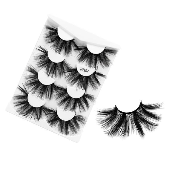 Nvzi -b 4 Pairs Wispy Mink Lashes Fluffy Eye Lashes Natural Look 6D Volume Fake Eyelashes，6DX07
