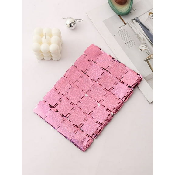 Nvzi -b 5 Pack Pink Small Squares Foil Curtain Backdrop, 3.28Ft x 8.2Ft Metallic Tinsel Foil Fringe Streamer Curtains for Photo Booth Props Decor Party Supplies