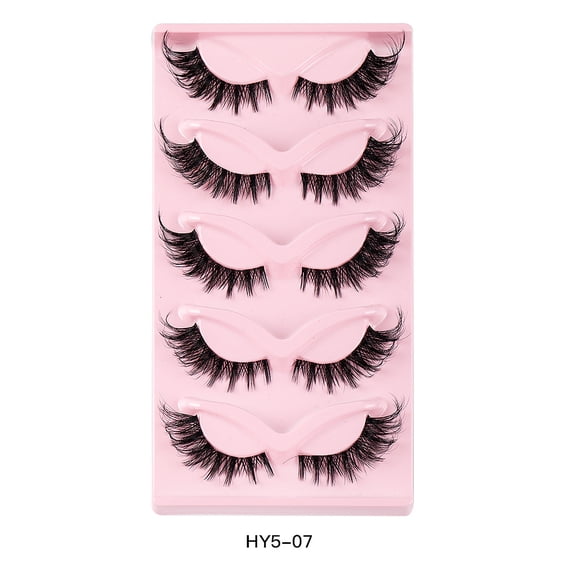 Nvzi -b 5 Pairs Wispy Mink Lashes Fluffy Eye Lashes Natural Look Volume Fake Eyelashes,HY5-7