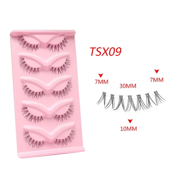 Nvzi -b 5 Pairs Wispy Mink Lashes Fluffy Eye Lashes Natural Look Volume Fake EyelashesTSX09