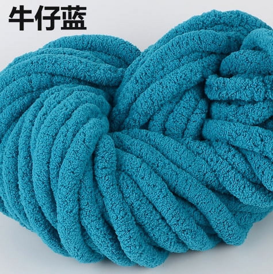 Nvzi -b 500g Chenille Chunky Super Soft Warm Chenille Blanket Yarn DIY Coarse Wool Yarn Knitting Blanket,Perfect for Any Knitting and Crochet，Denim Blue