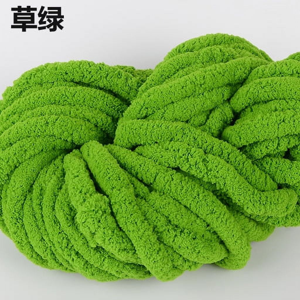 Nvzi -b 500g Chenille Chunky Super Soft Warm Chenille Blanket Yarn DIY Coarse Wool Yarn Knitting Blanket,Perfect for Any Knitting and Crochet，Grass Green
