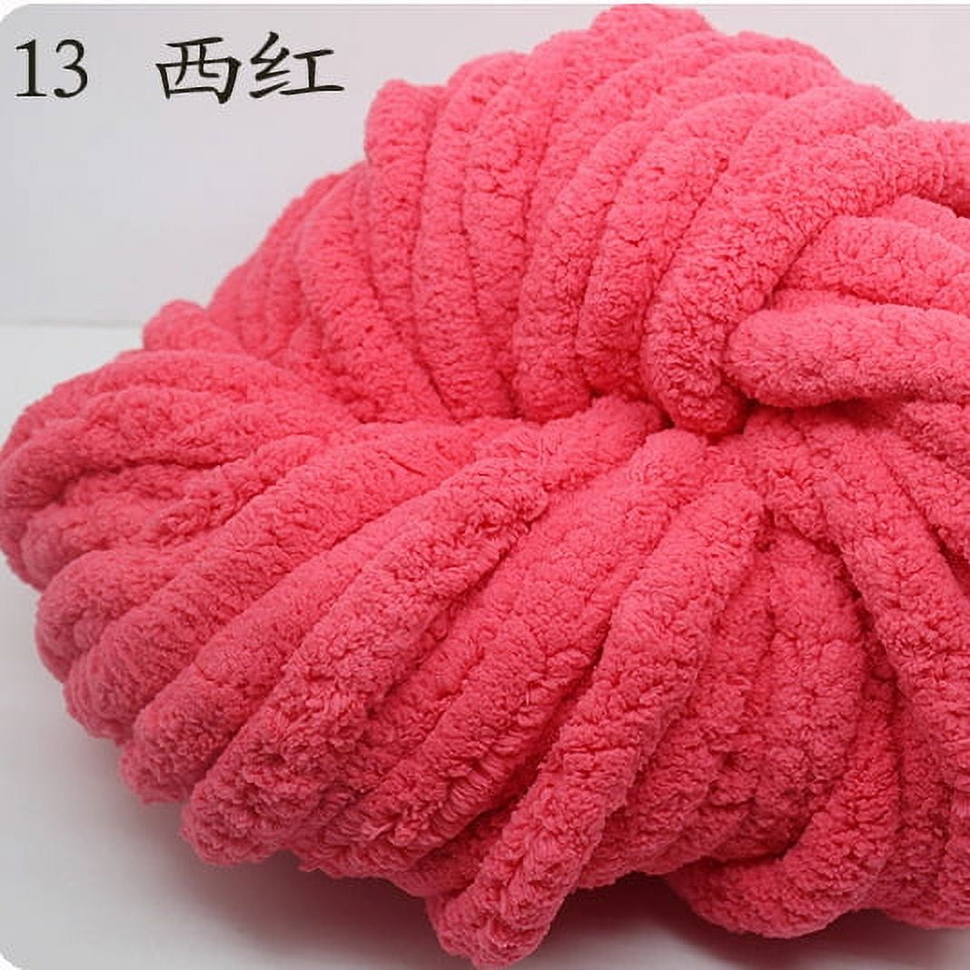 Nvzi -b 500g Chenille Chunky Super Soft Warm Chenille Blanket Yarn DIY Coarse Wool Yarn Knitting Blanket,Perfect for Any Knitting and Crochet，Watermelon Red