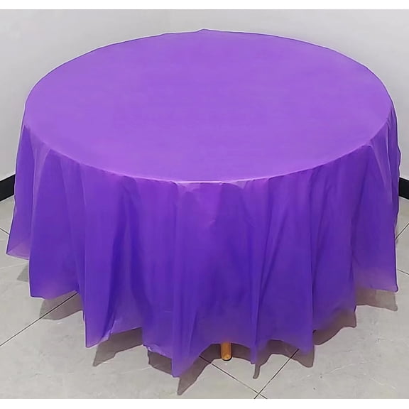 Nvzi -b 5pcs Purple 83.85 Inch Disposable Plastic Tablecloths Round Table Cloth Plastic Table Cover for Parties