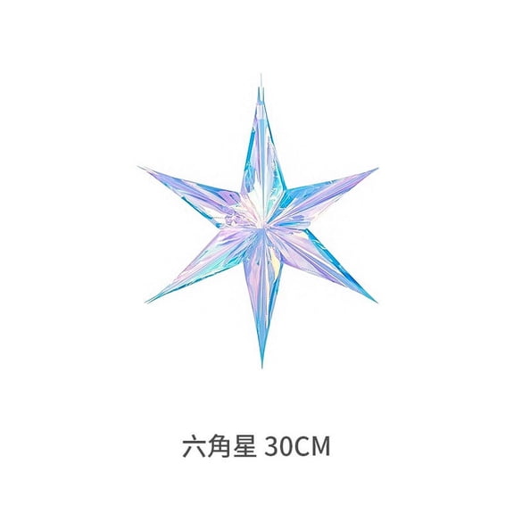 Nvzi -b 6 Pcs Christmas Six-pointed Star Ornament Iridescent Christmas Decoration For Xmas Trees Hanging Ornaments, Wedding Party Holiday Decorations11.8in