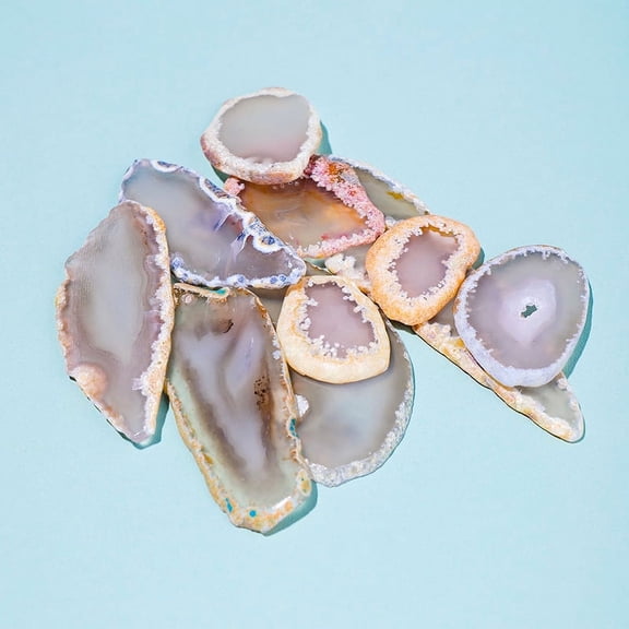 Nvzi -b 6 pieces of white natural crystal raw stone slices weighing about 20-30g, DIY crystal ore specimens, children's science popularization home decoration ornaments