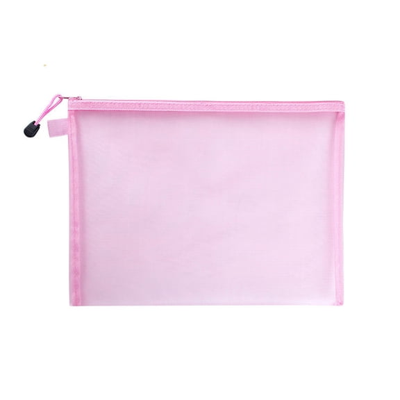 Nvzi -b 6pcs B4 Makeup Bag Cosmetic Bag File Folder Mesh Bag Paper Bags Folders Document Storage Bag Testing Paper Pouch Mesh Pouch File Holder File Pouch Zipper Office Material，15*11in，Pink